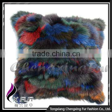CX-D-107D Custom Made Patckwork Fox Fur Pillow Case Cushion Cover photo-5