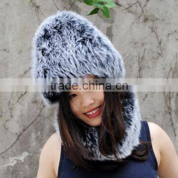 CX-C-01B 2017 New Design Fashion China Supplier Winter Fox Fur Hat And Ring Scarf Set