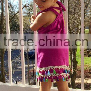 New Fashion Summer Sleeveless Tassels Children's Dress photo-5