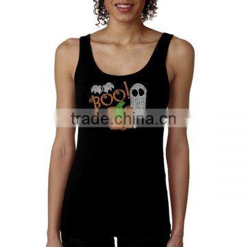 Women Fashion Cotton Tank Top Clothes Iron On Wine Rhinestone Transfer Design photo-3