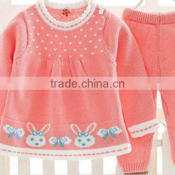 Latest Light Blue Pink Stylish Baby Girls Cotton Knitted Sweaters photo-2