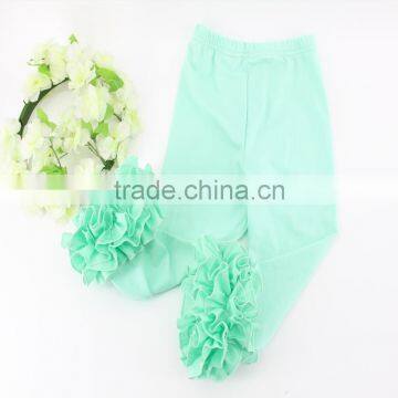 Children's Boutique Clothes Solid Color Cotton Icing Pants Girls Kids Triple Ruffle Leggings photo-3