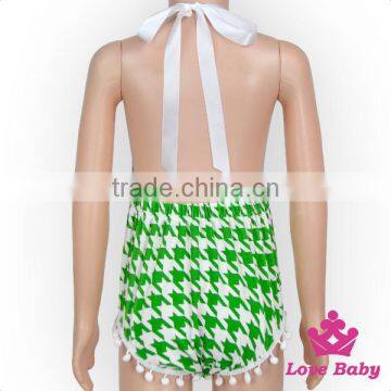 St.Patricks Day Fancy Baby Boutique Outfits Pictures Kids Wearing Jumpsuit Printed Hairball With Rabbit Ear Headband Romper photo-6