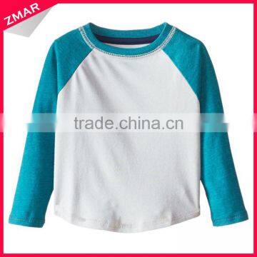 Long sleeve raglan cheap price china wholesale mixed color round bottom t shirt