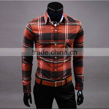 Men's trim style long sleeve cotton flannel shirt