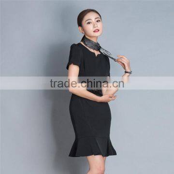 OEM Summer Pencil Elegant Airline Stewardess Uniform Fish Tail Career Dress photo-6