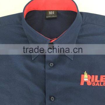 2017 Latest Contrast Casual Spread Collar Men's Shirt With Embroidery photo-3