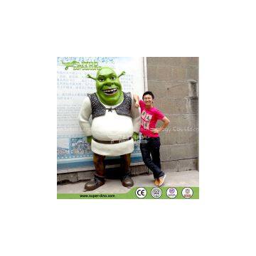 Fiberglass Cartoon Sculpture Life Size Shrek for Playground