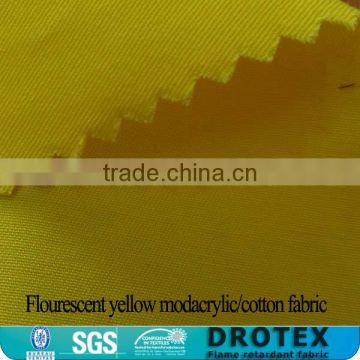 Flourescent yellow modacrylic/cotton flame resistant fabric