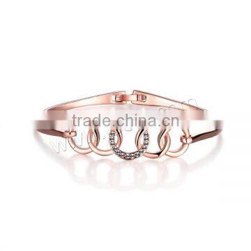Real Rose Gold Plated Rhinestone Bangle Bracelet photo-2