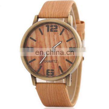 Unisex Student Teens Vintage Imitation Wood Strap Watch photo-3