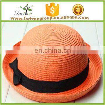 Women Summer Spring Derby Bowler Hats Straw Round Brim Beach Sun Hats photo-4