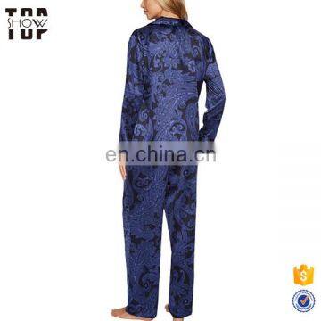Chinese Clothing Manufacturers Woman Customized Print Satin Pajamas Sleepwear photo-3