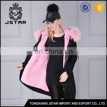 Guangzhou clothing factory wholesale pink winter fur jacket