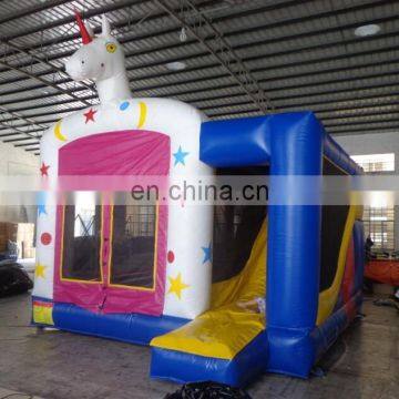 commercial grade customized Inflatable white horse Combo bouncer, inflatable catsle