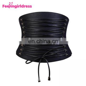 Fashion Women Wide Waist Belt Slim Pvc Lace Up Waist Belt Elastic Waistband Wholesale