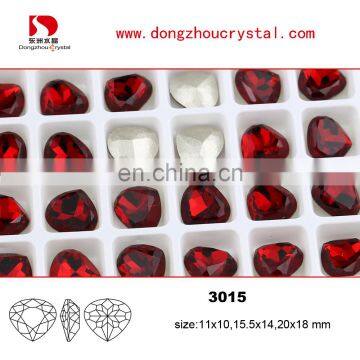 Heart Shape China Red K9 Crystal Material Stone Wholesale