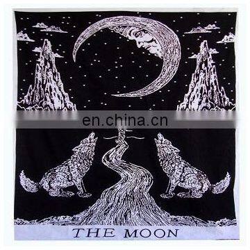 HANDICRAFTOFPINKCITY Moon Print Tapestry Indian Mandala Tapestry Hippie Wall Hanging Throw Twin Bedspread