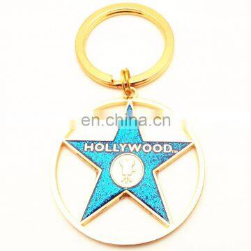 Promotion Gift STAR HEART Gold Cut Metal KEY CHAIN key ring