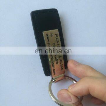 custom embossed leather keychain in black color