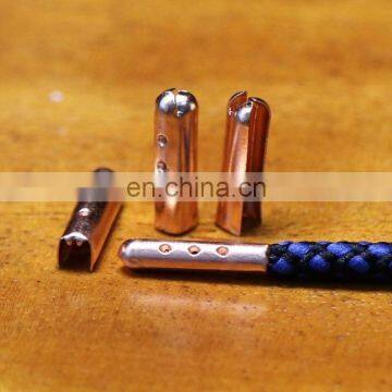 manufacturer supply metal bullet shaped aglet brass cord tips for shoe lace & crimp tool