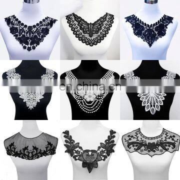 2017 Fashion 100% Polyester Black White Big Flower Necklace Lace Collar for Women