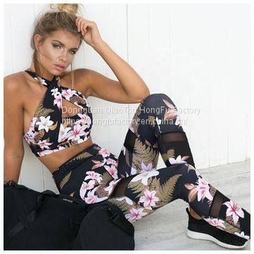 Custom Design Sublimation Printed Yoga Set Fashion Women Ladies Fitness Sport Gym Wear Bra And Pants Leggings Sets photo-4