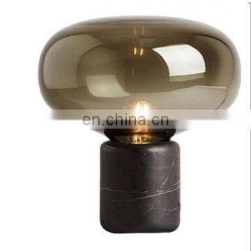 Тумбочное лампа для спальни с мраморным основанием и стеклянной крышкой photo-2