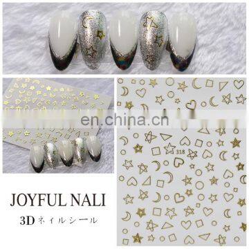 JOYFUL 317-318 Moon And Star Nail Stickers Gilding Nail Decals Japanese Strap Glue Nail Stickers photo-2