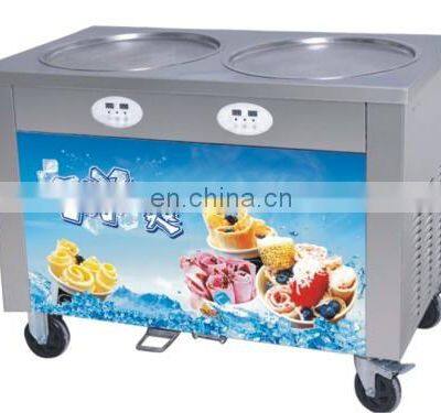 Stainless Steel Double Flat Pan Small Thai Fried Ice Cream Roll Machine Fry