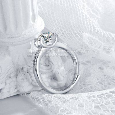 2021 Fashion Jewelry Competitive Price Clearity White D Color Moissanite 925 Sterling Silver Resign Rings For Engagement Party photo-4