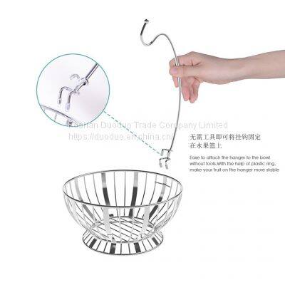 Steel Fruits Organiser Stand Rack Kitchen Iron Wire Banana Hanger Hanging Fruit Mesh Metal Basket photo-3