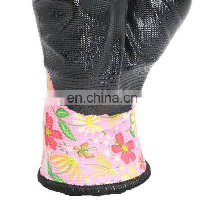 Black Breathable Nitrile Coated Work Gloves Custom Gardening for Construction With En388 photo-3