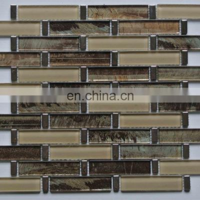 glossy smooth wooden look glass mosaic