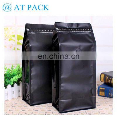 Heat sealing matte black roasted coffee bean bag with valve