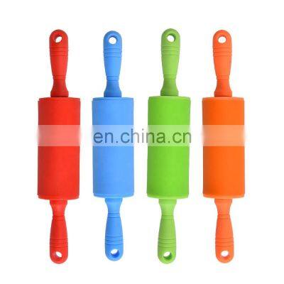 Plastic Handle Silicone Rolling Pin Cake Baking Tool Embossing Printing Sugar Pattern Flour Stick