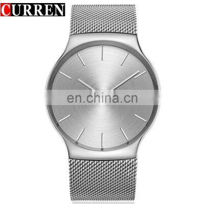 Luxury Curren 8256 Men's Casual Quartz Watches Thin Analog Mesh Stainless Steel Sport Band Wristwatches as Gift