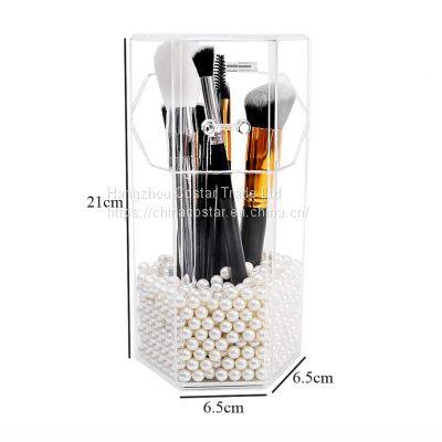 Hexagon Shaped Makeup Brush Holder Dustproof Comestic Brushes Organizer Storage photo-5