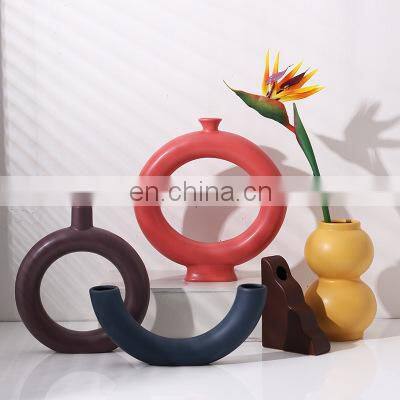 Morandi Color Modern Nordic INS Style Geometry Design Model Home Decorative Flowers Ornament Mini Ceramic Vase photo-5