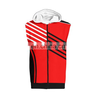 Summer/Spring Men 100% Cotton Pullover Gym Hoodie Custom Racerback Mens Sleeveless Hoodie