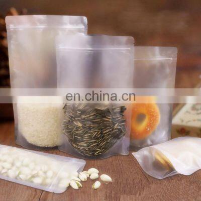 Clear Plastic Zipper Stand up Pouch Dry Food Grade Packaging Bags