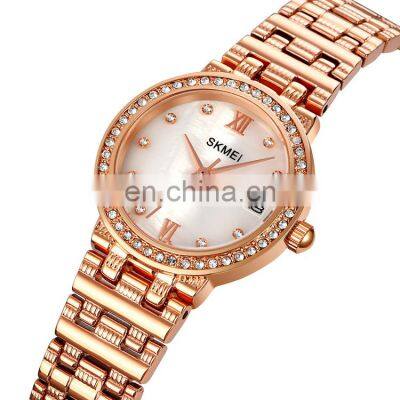 1809 skmei top good quality watches gold steel wholesaler factory price pointer watch for ladies