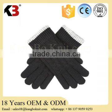 Best Gift Idea Black Lambswool Blend Knit Custom Winter Gloves Manufacturer