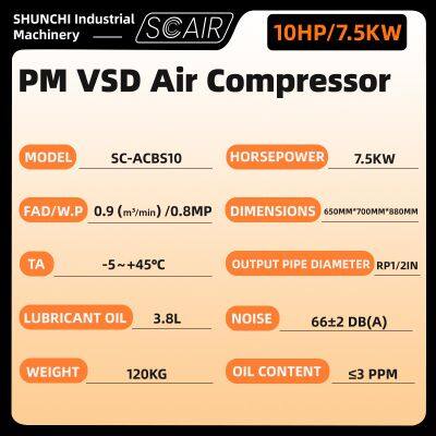 Small Cheap Factory Direct Supply of 10HP/7.5kw Screw Air Compressor Industrial Air Pump