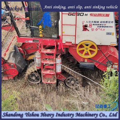 The modification of wheat harvester with triangular track and semi chain track has strong passability