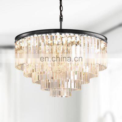 Modern American Crystal Glass Rod Pendants Chandelier Lighting Fixture For Living Room Dining Room Kitchen Island Foyer Lobby