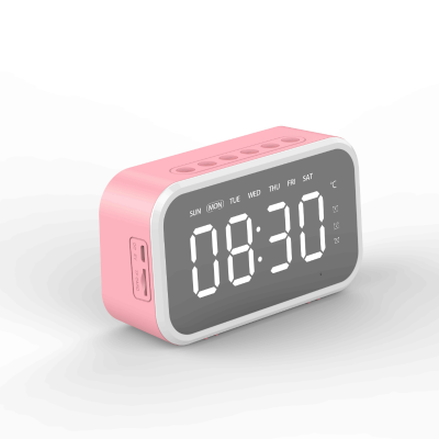 Desk HD Mirror LCD Digital Screen Mini Domestic Home Speakers Portable Alarm Wireless BT Clock Speaker