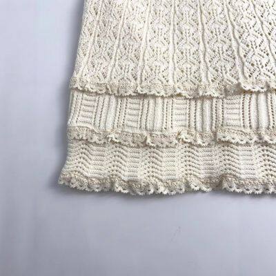 Hollow Knit Ethnic New 2025 Vest Top With Lace Decoration and Mesh Jacquard Knitting photo-2