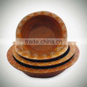 High quality best selling eco friendly Set of Natural Rubberwood Bowl from Viet Nam