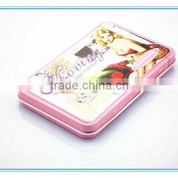 Beautiful rectangular tin box for cosmetic,cosmetic tin box